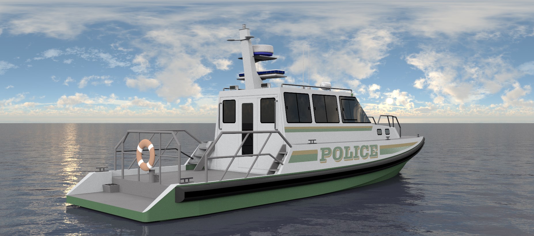 ' POLICE BOAT - AFT VIEW AT WATERLINE